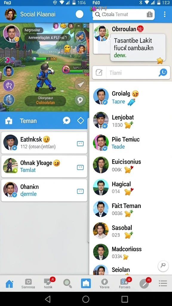 Fitur interaksi sosial dengan pemain lain.