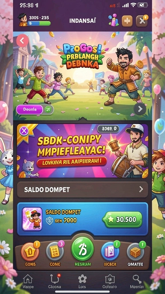 Pemandangan level yang menantang dan mendebarkan.